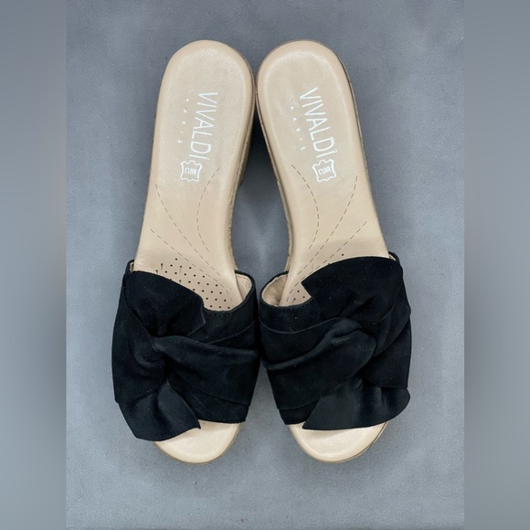 VINTAGE! BRAND NEW IN BOX! GENUINE! VIVALDI PARIS LEATHER WEDGE SANDALS - Picture 4 of 8